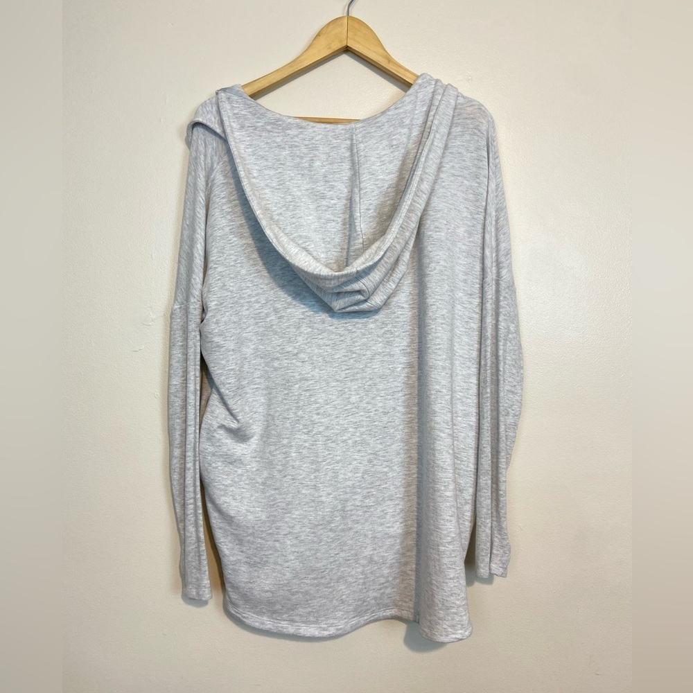 ATHLETA PURANA WRAP COZY SWEATSHIRT SWEATER HEATHERED GRAY RIBBED SLEEVE - Picture 10 of 10